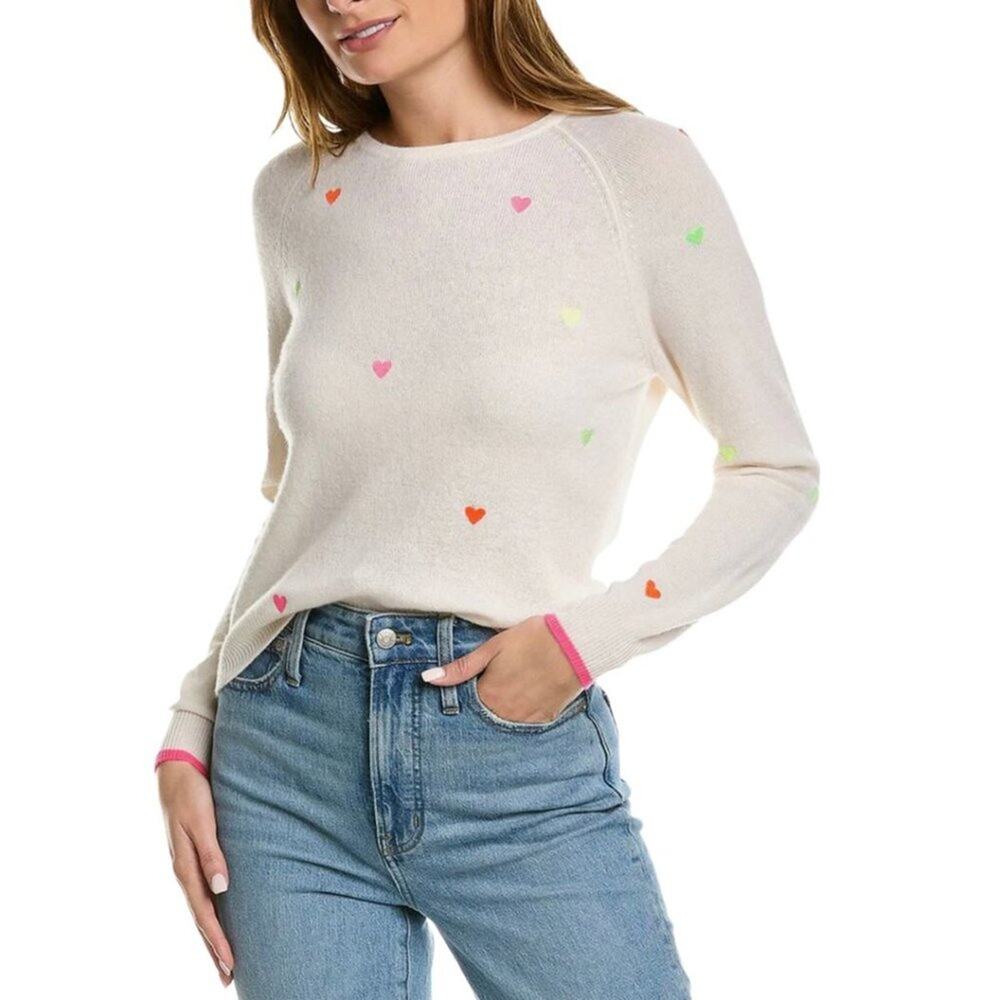 NWT Scott & Scott London Mini Multi-Colored Hearts Sweater M